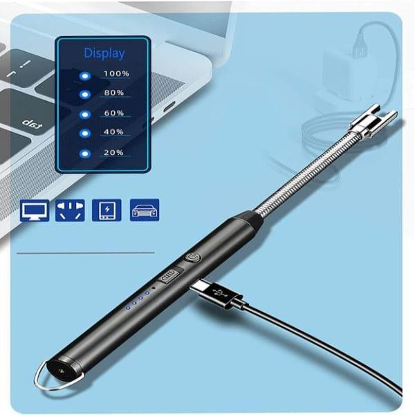 USB Rechargeable Electric Lighter Black Metal Pakistan