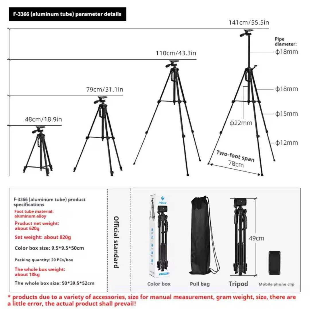Metal Tripod Stand Black Lightweight Portable