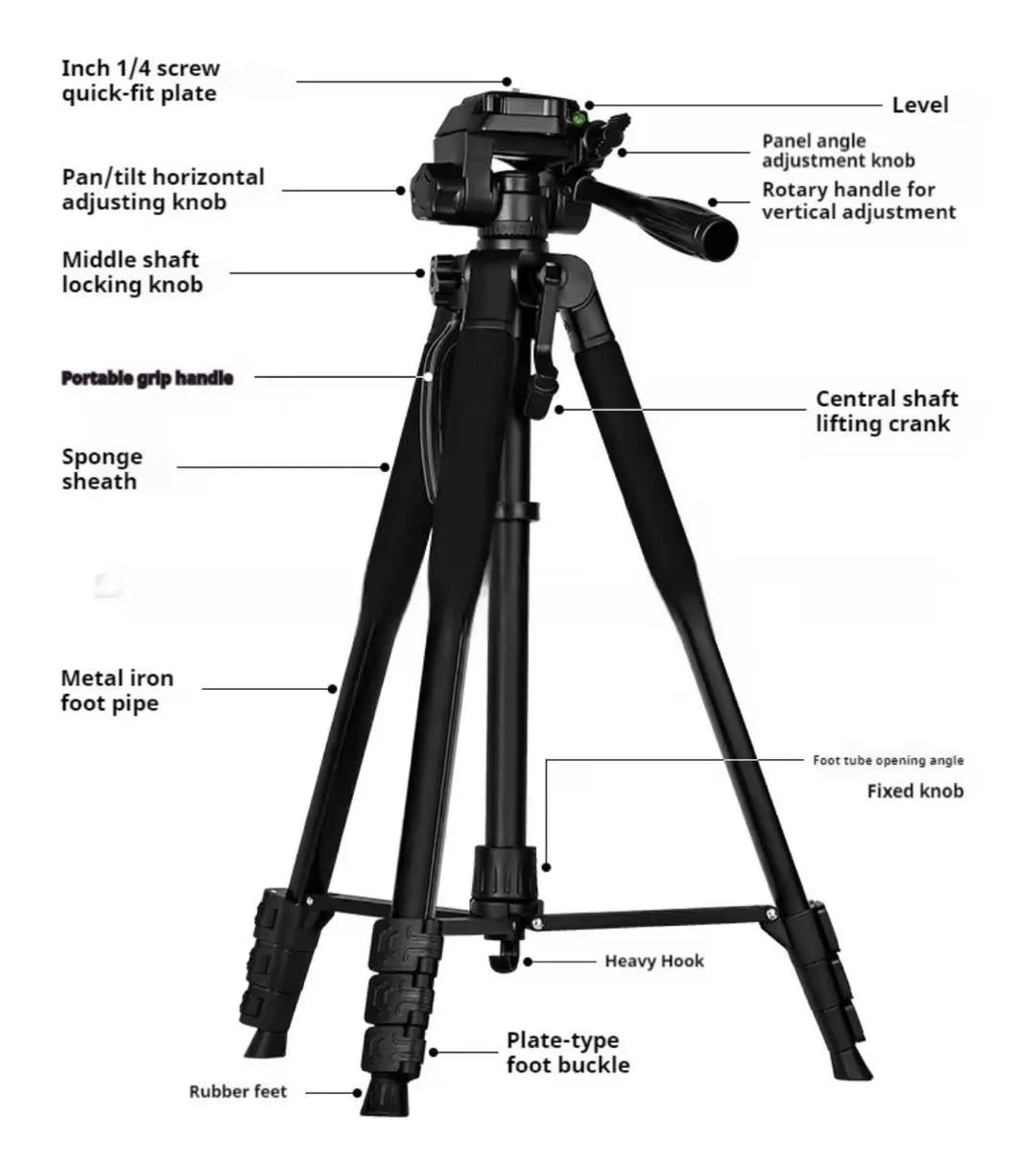 Metal Tripod Stand Black Lightweight Portable