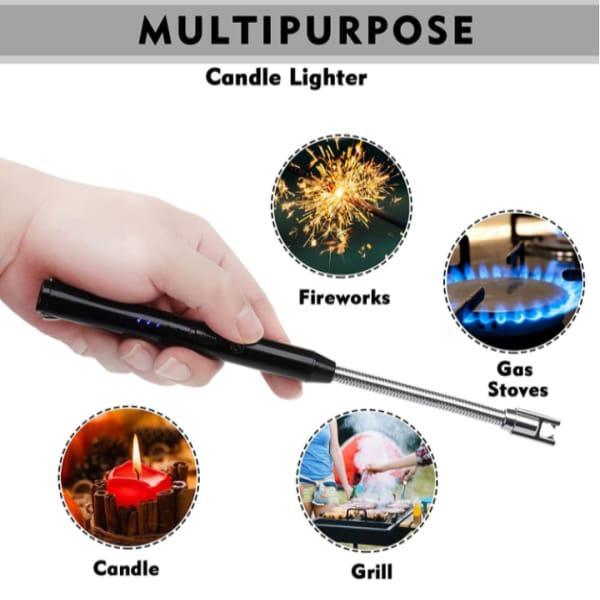 USB Rechargeable Electric Lighter Black Metal Pakistan