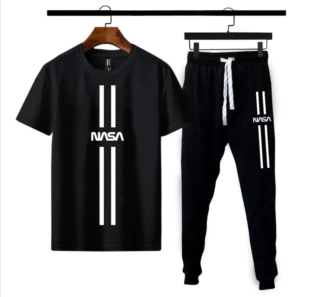 NASA Print Track Suit for Men Cotton Black White